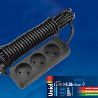 Удлинитель 3х7м без заземл. Standart S-CD3-7 Black черн. Uniel UL-00003606