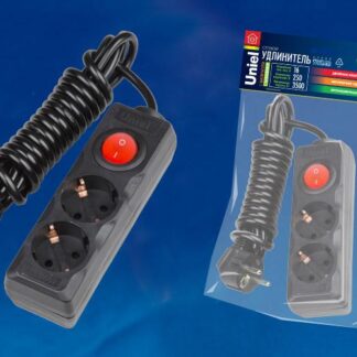 Удлинитель 2х3м с заземл. Standart S-GCD2-3B черн. Uniel UL-00003607
