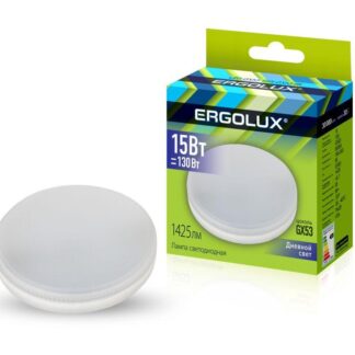 Лампа светодиодная LED-GX53-15W-GX53-6K 15Вт GX53 6500К 180-240В Ergolux 14240