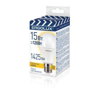 Лампа светодиодная LED-A60-15W-E27-3K ЛОН 15Вт E27 3000К 220-240В ПРОМО Ergolux 14308
