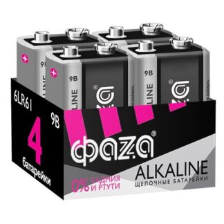 Элемент питания алкалиновый "крона" 6LR61 9В Alkaline Pack-4 (уп.4шт) ФАZА 5030602