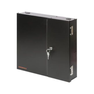 Кросс оптический настенный до 48 SC/LC портов или 24 FC/ST портов стальной с ключом в комплекте: сплайс-кассета и КДЗ...