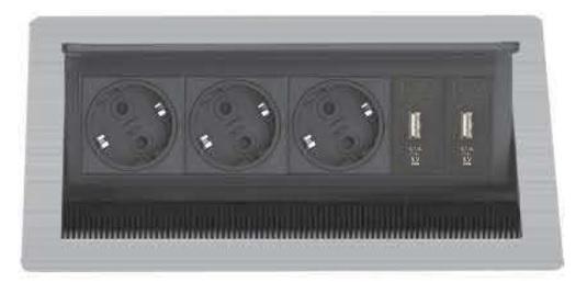 Бокс настольный DBK2 (сталь) 3х220В+2хUSB2.1A OBO 6116792