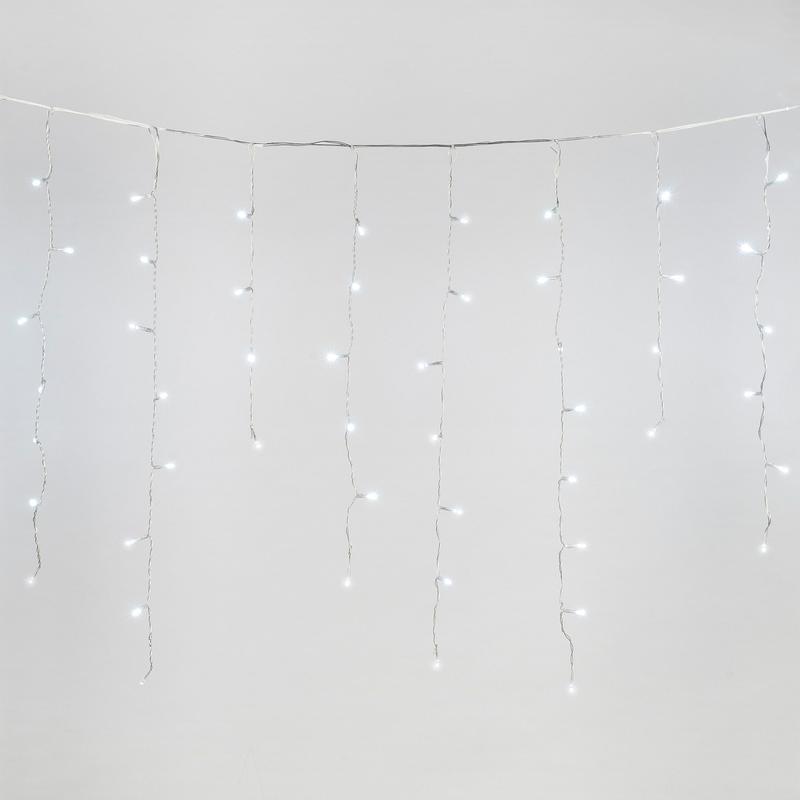 Гирлянда светодиодная "Бахрома" ULD-B20007-480/DTA/RC WHITE IP44 20м 480LED бел. с пультом провод прозр. Uniel UL-000...