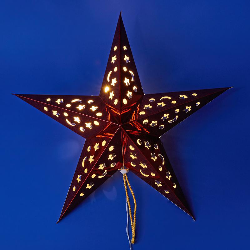 Фигура ULD-H4545-005/STA/2AA WARM WHITE IP20 RED STAR "Красная звезда" 2AA (не в/к) 45х45см подвесная 5 LED Uniel UL-...