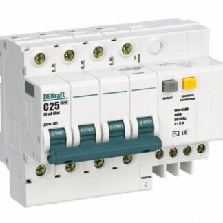 Выключатель автоматический дифференциального тока 4п C 50А 300мА тип AC 4.5кА ДИФ-101 DEKraft 15048DEK