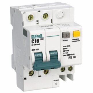 Выключатель автоматический дифференциального тока 2п (1P+N) C 40А 30мА тип AC + OV ДИФ-101 со встроен. защитой от све...