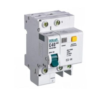 Выключатель автоматический дифференциального тока 2п (1P+N) C 40А 30мА тип AC ДИФ-101 со встроен. защит. от сверхтоко...