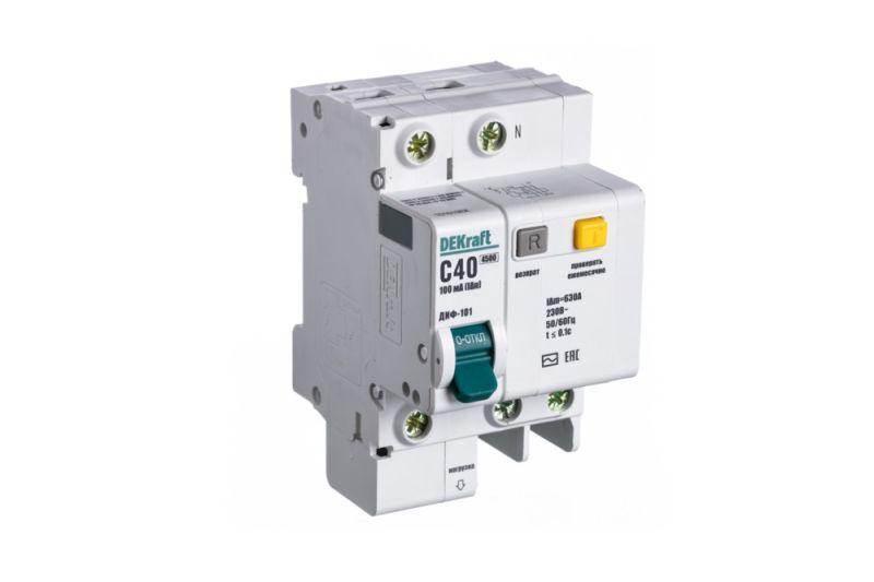 Выключатель автоматический дифференциального тока 2п (1P+N) C 40А 30мА тип AC ДИФ-101 со встроен. защит. от сверхтоко...