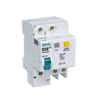 Выключатель автоматический дифференциального тока 2п (1P+N) C 50А 100мА тип AC ДИФ-101 со встроен. защит. от сверхток...