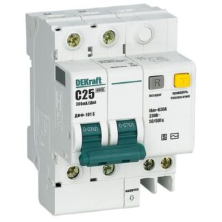 Выключатель автоматический дифференциального тока 2п 25А 300мА ДИФ-101 S селект. со встроен. защит. от сверхтоков DEK...
