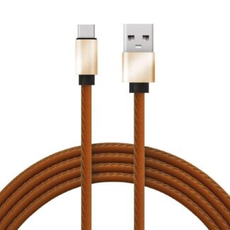 Кабель USB-Type-C 2А 1м коричневая кожаная оплетка Rexant 18-1897