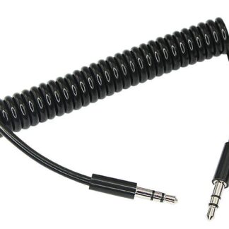 Кабель аудио AUX 3.5мм шнур спираль 1м черн. Rexant 18-4010
