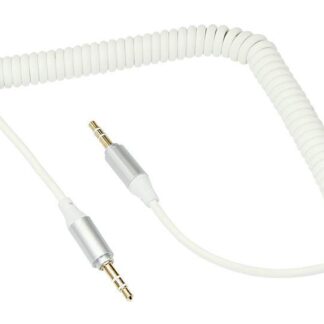 Кабель аудио AUX 3.5мм шнур спираль 1м бел. Rexant 18-4014