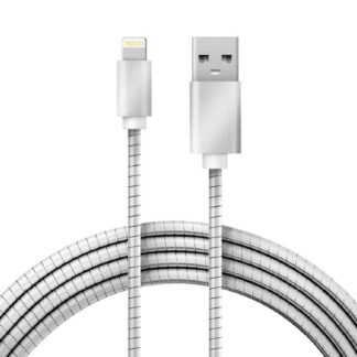 Кабель USB для iPhone 5/6/7 моделей шнур в металлической оплетке серебристый Rexant 18-4247
