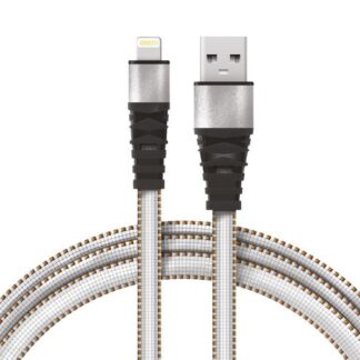 Кабель USB-Lightning 2.4А 1м бел. нейлоновая оплетка Rexant 18-7056