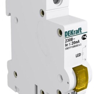 Лампа сигнальная ЛС-101 на DIN-рейку 1p желт. LED DEKraft 18008DEK