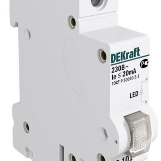 Лампа сигнальная ЛС-101 на DIN-рейку 1p бел. LED DEKraft 18010DEK
