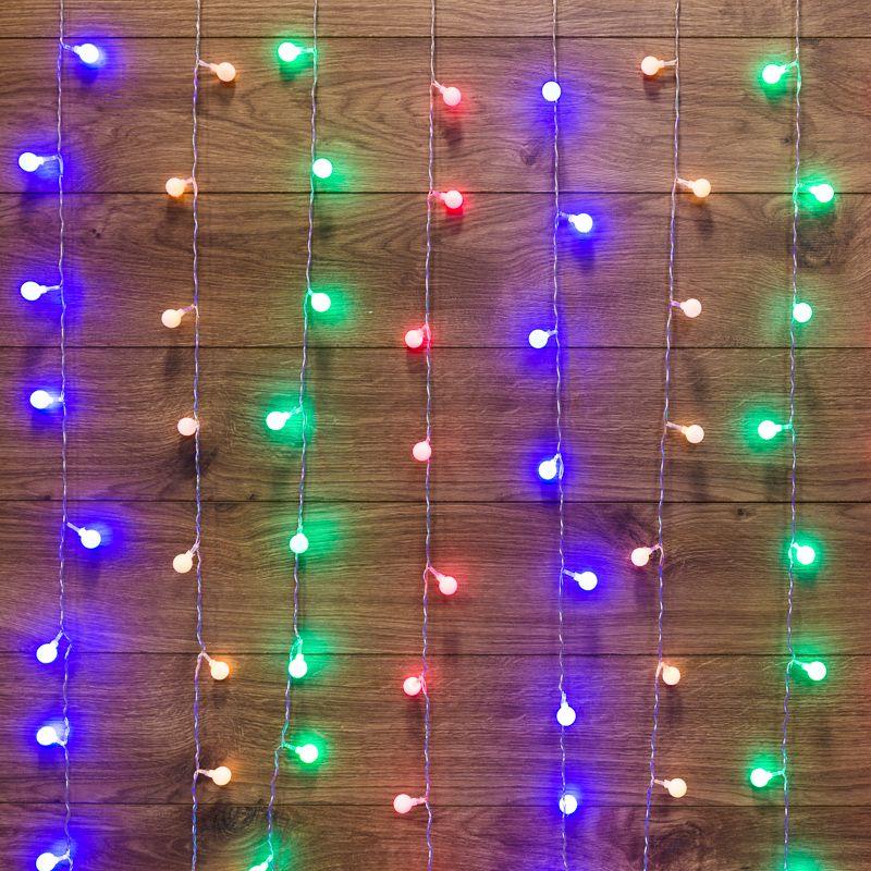 Гирлянда светодиодная "Светодиодный Дождь" 1.5х1.5м 144LED мультиколор 12Вт 230В IP20 с насадками шарики свечение с д...