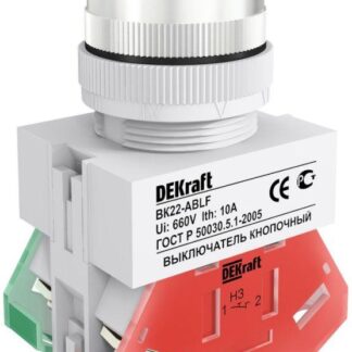 Выключатель кнопочный ABLF ВК-22 d22мм 220В бел. DEKraft 25011DEK