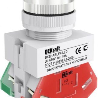 Выключатель кнопочный LED ABLFP ВК-22 d22мм 220В бел. DEKraft 25025DEK