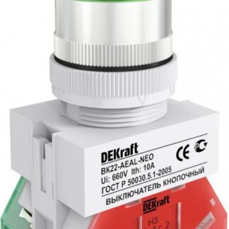 Выключатель кнопочный "Грибок" AEAL ВК-22 d22мм с фиксацией зел. DEKraft 25033DEK