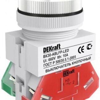 Выключатель кнопочный LED ABLFP ВК-30 d30мм 220В красн. DEKraft 25048DEK
