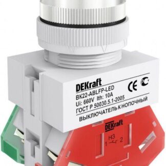 Выключатель кнопочный LED ABLFP ВК-22 d22мм 24В AC/DC бел. DEKraft 25068DEK