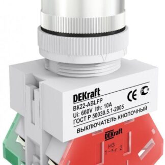 Выключатель кнопочный LED ABFP ВК-22 d22мм 220В с фиксацией желт. DEKraft 25138DEK