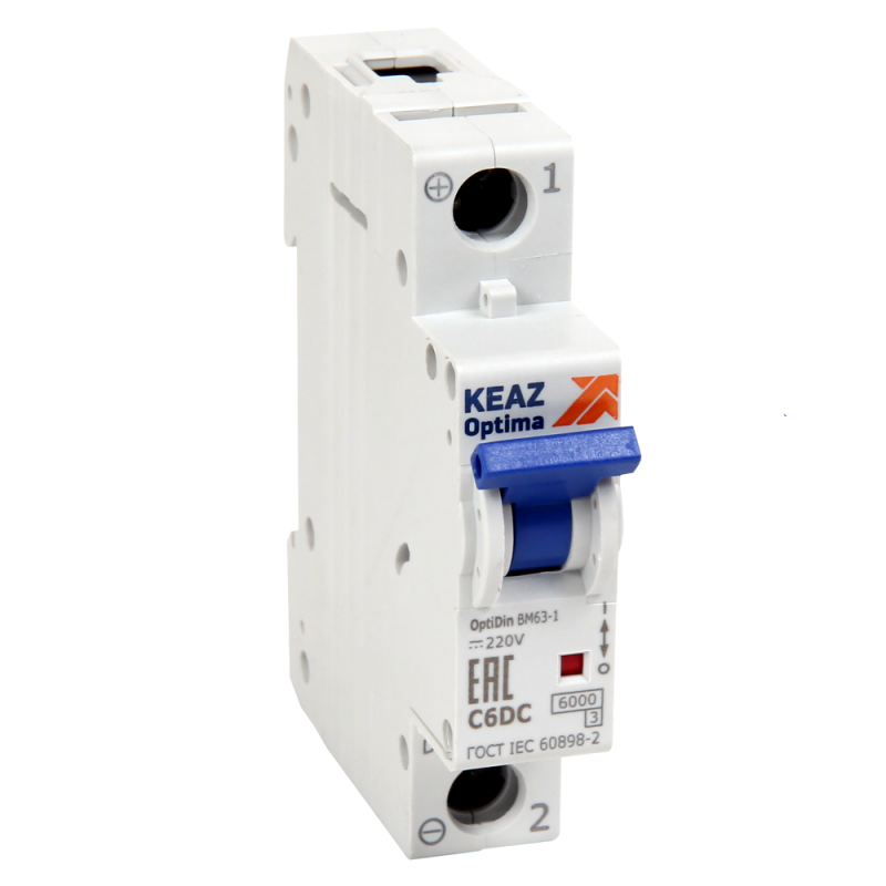 Выключатель автоматический модульный 1п C 8А OptiDin BM63-1C8-DC-УХЛ3 КЭАЗ 261171