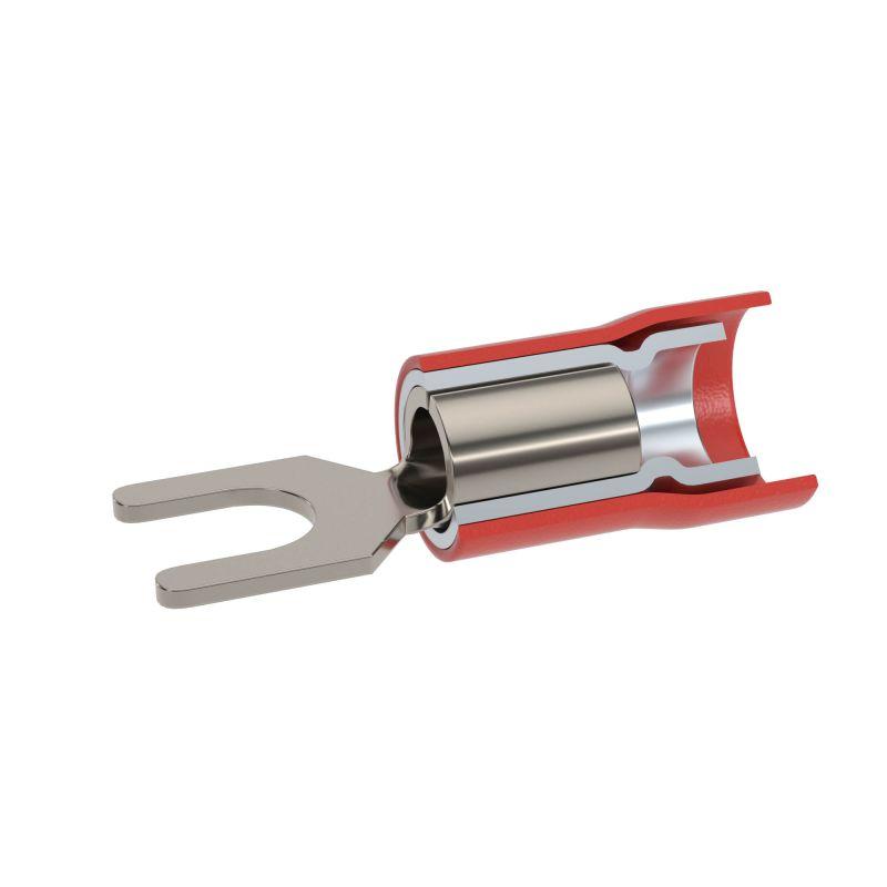 Наконечник вилочный с изолир.фланцем ПВХ двойн. гильза 0.25-1.5кв.мм М5 d5.3мм (НВИ) (уп.100шт) DKC 2A15P-DS-PVC