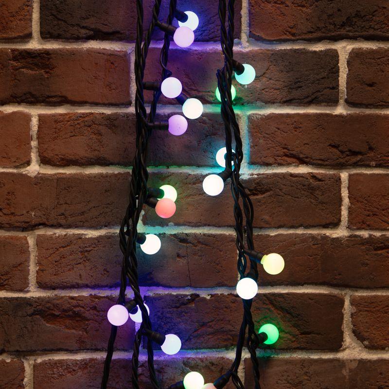 Гирлянда светодиодная "Мультишарики" 10м d23мм 80LED RGB 5Вт IP65 свечение с динамикой провод каучук черн. (нужен шну...