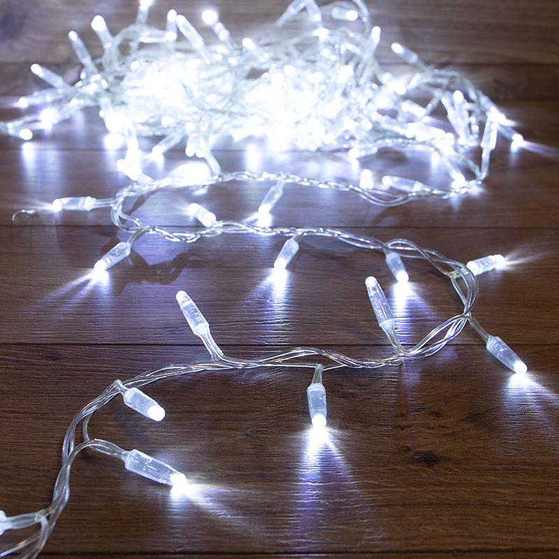 Гирлянда светодиодная "Кластер" 10м 200LED бел. 16Вт IP65 соединяемая провод ПВХ прозр. (нужен шнур питания 303-500-1...