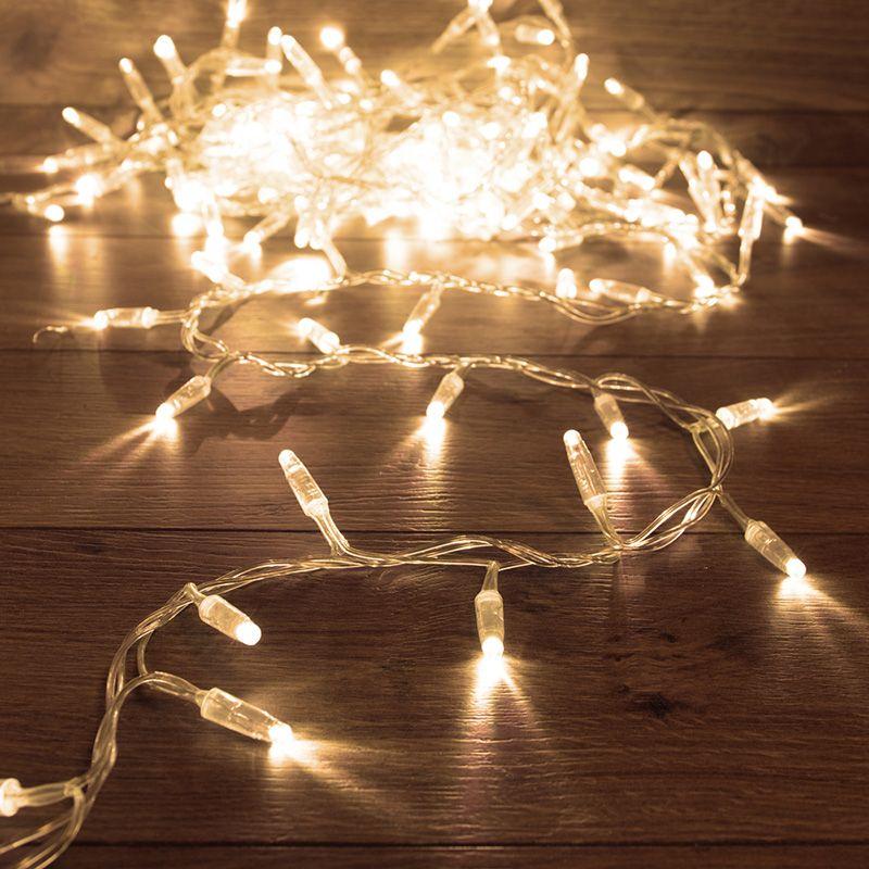 Гирлянда светодиодная "Кластер" 10м 200LED тепл. бел. 16Вт IP65 провод ПВХ прозр. (нужен шнур питания 303-500-1) Neon...