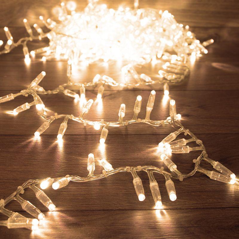 Гирлянда светодиодная "Кластер" 10м 400LED тепл. бел. 33Вт IP65 соединяемая провод ПВХ прозр. (нужен шнур питания 303...