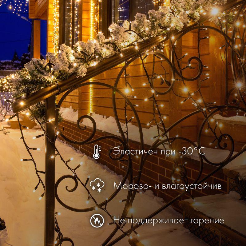 Гирлянда светодиодная "Нить" 10м 100LED бел. 12Вт 24В IP65 постоян. свечение провод ПВХ бел. Neon-Night 305-135