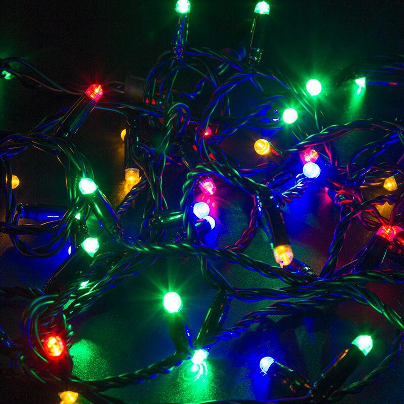 Гирлянда светодиодная "Нить" 10м 100LED мультиколор 10Вт 230В IP65 постоян. свечение провод ПВХ черн. (нужен шнур пит...
