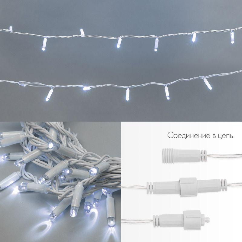 Гирлянда светодиодная "Нить" 10м 100LED бел. 12Вт 24В IP65 эффект мерцания провод ПВХ бел. Neon-Night 305-235