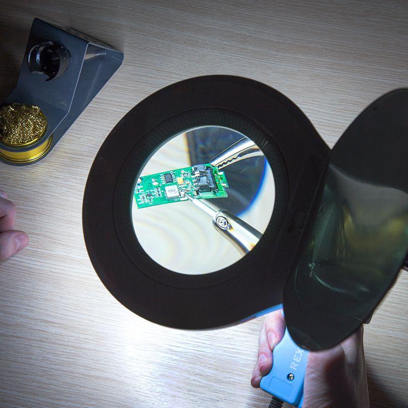 Лупа на струбцине круглая 5D с подсветкой 56LED черн. Rexant 31-0406