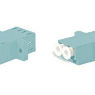 Адаптер проходной оптический FA-P11Z-DLC/DLC-N/WH-AQ LC-LC MM (OM3) duplex корпус пластик. голуб. (aqua) бел. колпачк...