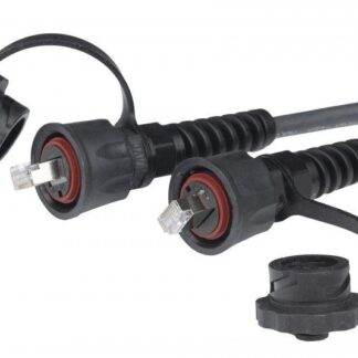Патч-корд промышленный кат.5E F/UTP экранир. IP67 PC-IE-LPM-STP-RJ45-RJ45-C5e-1M-BK с защ. крышками 1м черн. Hyperlin...