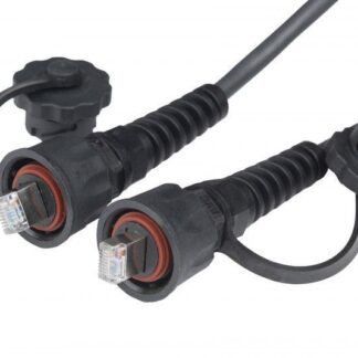 Патч-корд промышленный кат.5E F/UTP экранир. IP67 PC-IE-LPM-STP-RJ45-RJ45-C5e-2M-BK с защ. крышками 2м черн. Hyperlin...