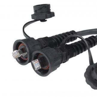 Патч-корд промышленный кат.5E F/UTP экранир. IP67 PC-IE-LPM-STP-RJ45-RJ45-C5e-3M-BK с защ. крышками 3м черн. Hyperlin...