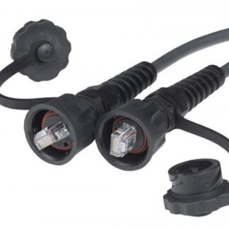 Патч-корд промышленный кат.5E U/UTP PC-IE-LPM-UTP-RJ45-RJ45-C5e-3M-BK IP67 с защ. крышками 3м черн. Hyperline 45499