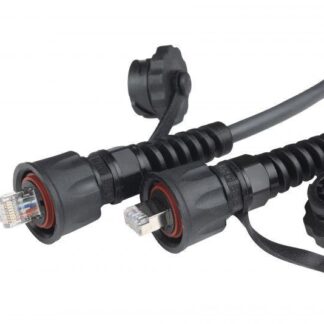Патч-корд промышленный кат.5E F/UTP экранир. IP67 PC-IE-LPM-STP-RJ45-RJ45-C5e-10M-BK с защ. крышками 10м черн. Hyperl...