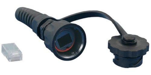 Разъем промышленный RJ45 (8P8C) под витую пару IP67 кат.5E PLUG-IE-8P8C-P-C5-SH с защ. крышкой экранир. (SH) Hyperlin...