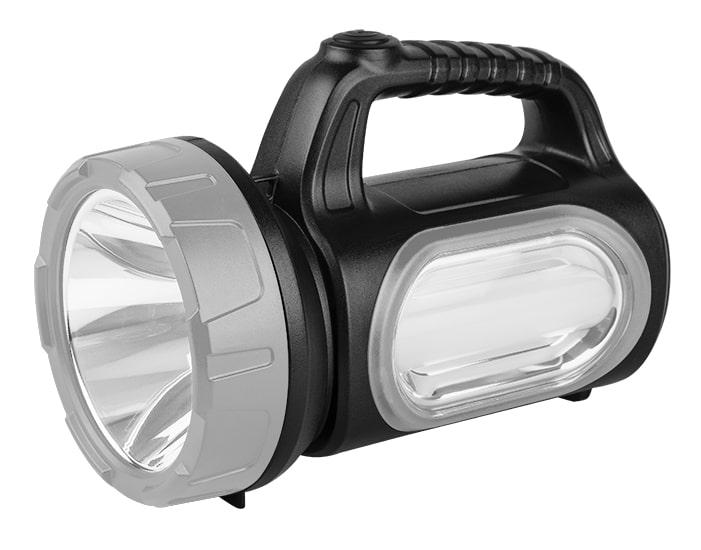 Фонарь-прожектор аккумуляторный AccuF7-L3W/L10-bk 3Вт 160лм + боков. панель 10х0.25Вт 50лм IP20 аккум. 0.9А.ч дальнос...