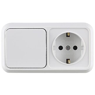 Блок ОП розетка 1-м IP20 с заземл.+выключатель 1-кл. Makel 451A1