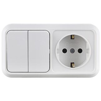 Блок ОП розетка 1-м IP20 с заземл.+выключатель 2-кл. Makel 451A2