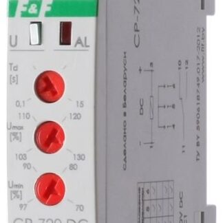 Реле напряжения CP-720DC (однофазное; контроль верхнего и нижнего значений напряжения; выбор напряжения контролир. сети; 1 модуль 30-400В DC 16А 1NO/NC IP20) F&F EA04.009.012